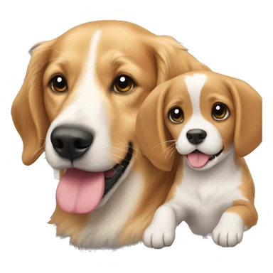 a golden retriever and a beagle playing  sticker