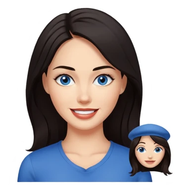 smiling woman with dark hair and blue eyes, inspired by Megan Fox sticker