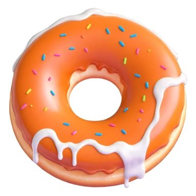 Make the donut's face look exhausted (not sad), and have the white creme dripping out of the donut hole. Keep the 3D emoji style, preserve transparency. sticker