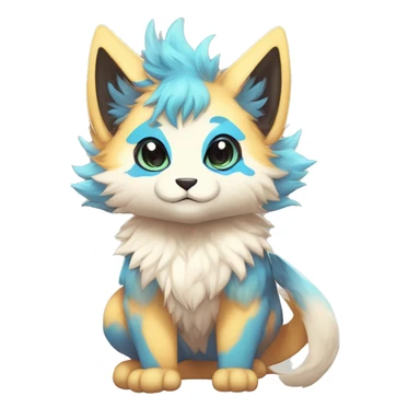 Anthro Fluffy Cool Cute Magical Celestial Elemental Colorful Vibrant Colors Kemono-style Chibi Fantasy-Animal-Fakémon-Pokémon-Hybrid Fur-Sona Aesthetic Full Body sticker