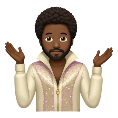 Eddie Levert from The O'Jays with dark brown afro hair, cream sequin outfit sticker