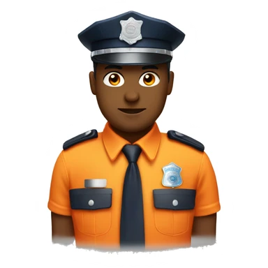 police man in orange unform and hat sticker