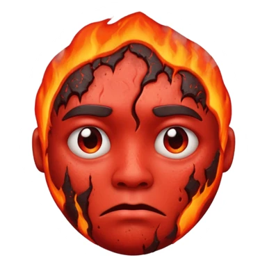 make this image with a sad face thats red with lava and steam coming from the head sticker