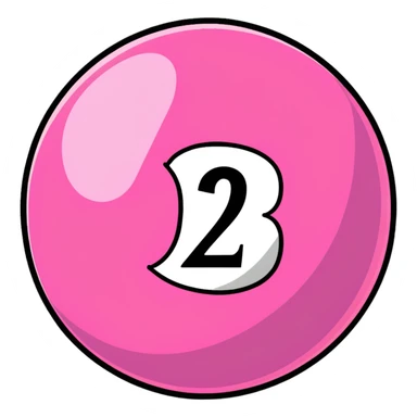 pink billiard ball with the number 23 sticker