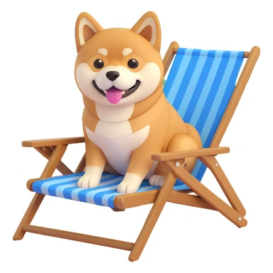shiba inu in beach chair sticker
