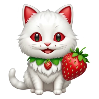 happy cat with strawberry costume sticker