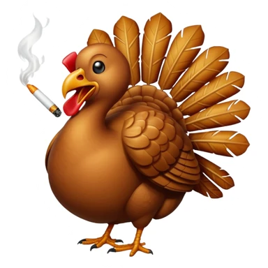 a headless turkey smoking a cigarette sticker