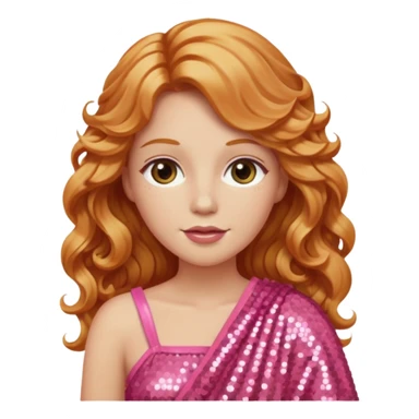 Venus, Goddess of  from Roman Deities with long strawberry blonde wavy hair, pink sequin toga sticker