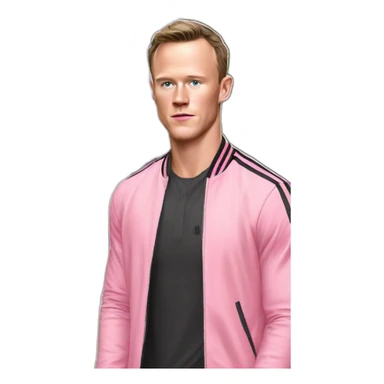Jonathan Toews standing in front of pink mansion sticker