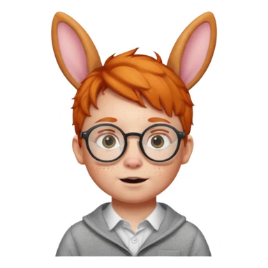 bunny ear wearing ginger small kid spectacled sticker