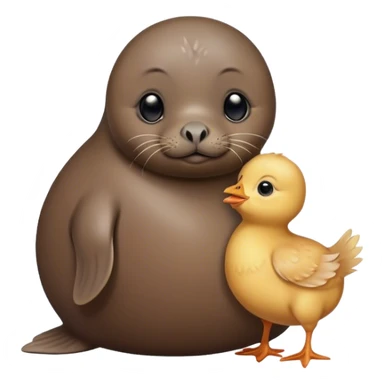 seal with a baby chicken  sticker