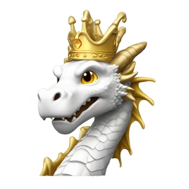 A white golden dragon whit a crown holding a big golden sceptre  sticker