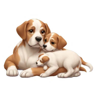 dog with baby puppies sticker
