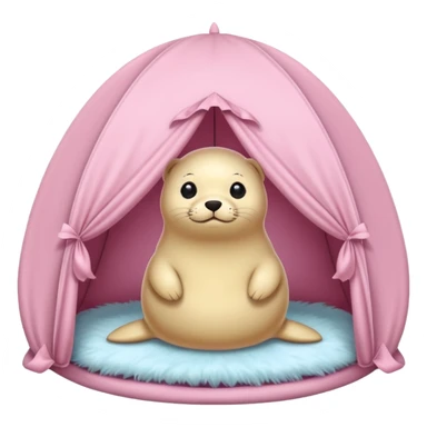 Seal in a light pink tent  sticker