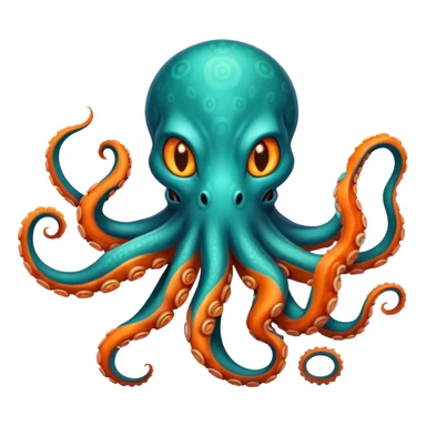 Create a mystical sea guardian that combines the ethereal psychic powers and cute feline form of the first creature with the oceanic draconic might and tentacled body of the second, resulting in a teal-and-orange telepathic cat-octopus-dragon that commands both the depths and the mind. sticker