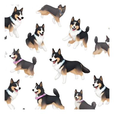  Black spotted brindle German shepherd husky fluffy ears and holographic harness running sticker