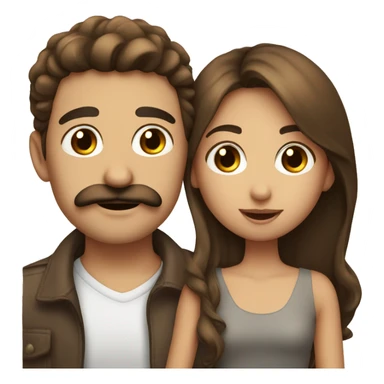 Guy with mustache kissing girl with brown hair and brown eyes sticker