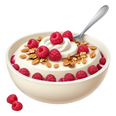 yogurt bowl with raspberries, coconut and granola  sticker