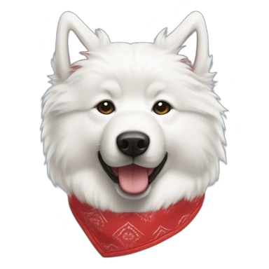 Samoyede wearing a red bandana around its neck sticker