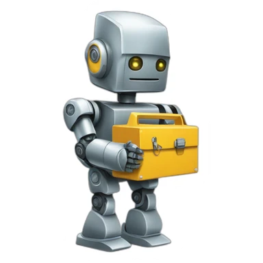 robot holding a toolbox sticker