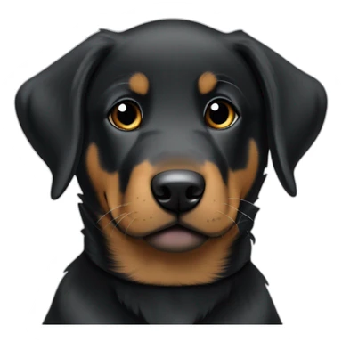 beauceron mix puppy with white chest and chin brown paws and cheeks black muzzle. Training sticker