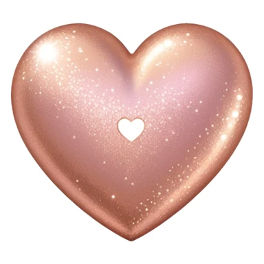 Edit the glittery gold color heart to a glittery rose gold color heart with a subtle gradient and no border. Keep the background transparent. Maintain the glittery texture and subtle gradient effect in rose gold tones sticker