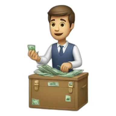 a man take money from distrubuter sticker