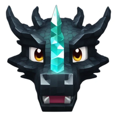 Minecraft Glitter Black Dragon Head With Diamond Horn sticker