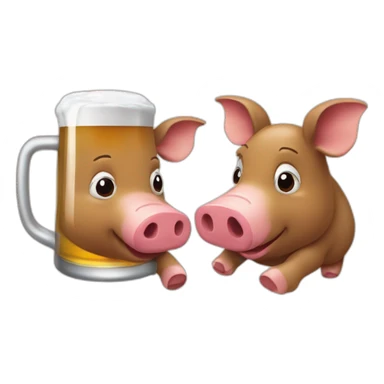 Cochons qui boit une bière sticker