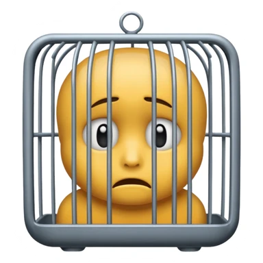 a sad emjoi face in a cage sticker