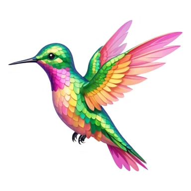 peach pink and yellow-green humming bird sticker