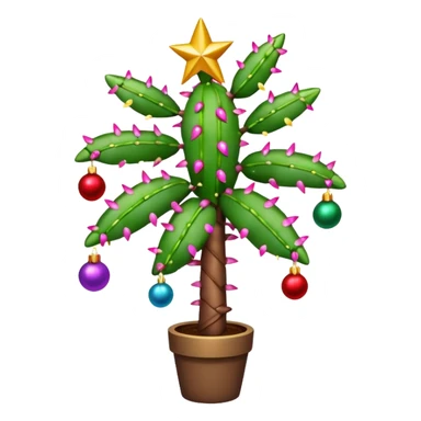 christmas cactus decorated like a tree sticker