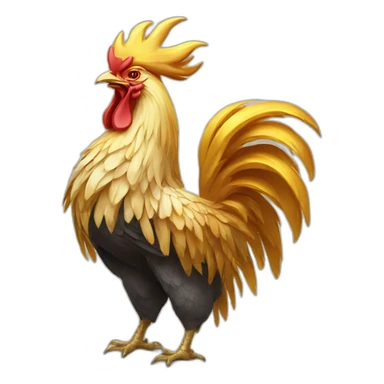 proud and howling golden phoenix rooster with a golden crown on its head sticker