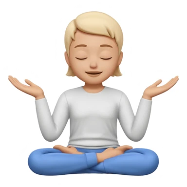 Apple Memoji style 3D character, male/female, eyes closed with a peaceful serene smile, hands making a 'zen' or 'relax' gesture, soft studio lighting, high resolution, 4k, octane render, clean 3D clay texture, vibrant colors, isolated on a plain white background." sticker