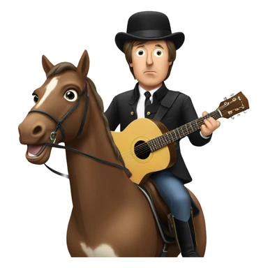 sir paul McCartney on a horse with a guitar sticker