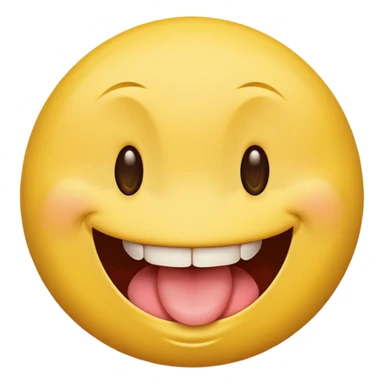 a yellow smily face with a smirk and biting on his tongue sideways sticker
