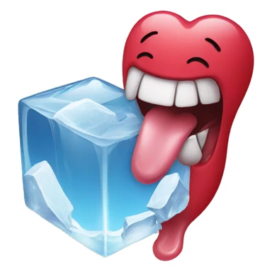 tongue licking on an icecube sticker