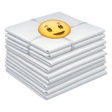 neatly stacked bundle of A4 white sheets, squared edges, slight shadowing, soft lighting, subtle shadows, emoji scale sticker