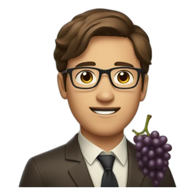 Classy short-brown-haired, bitter, bespectacled young man throwing grapes sticker