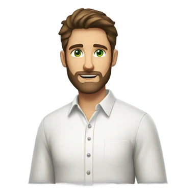 handsome optimist brunette man and beard green eyes wearing white button down shirt  sticker
