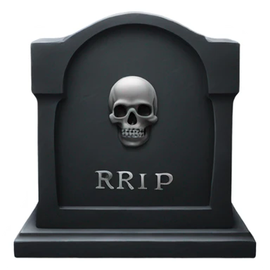a black grave with the inscription R i P in silver sticker