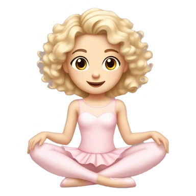 little girl with pale skin curly blonde hair and brown eyes wearing a light pink ballet outfit sitting on the floor sticker
