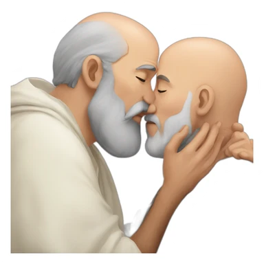older bald European bearded  man kissing bald dark older Arab bearded  man sticker