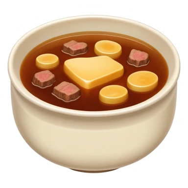 beef stock in a bowl, brown broth, no garnish, no steam, simple emoji style sticker