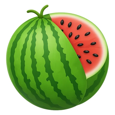 Resize the watermelon emoji to be smaller, targeting a file size of 50-100kb, with no background. sticker
