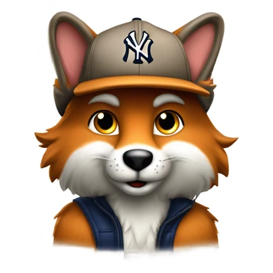 Jeune Furry renard / mignon / sur le dos / musclé / harnais / casquette yankees  sticker