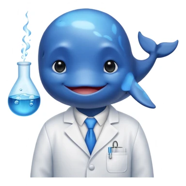 a whale wearing a white lab coat sticker