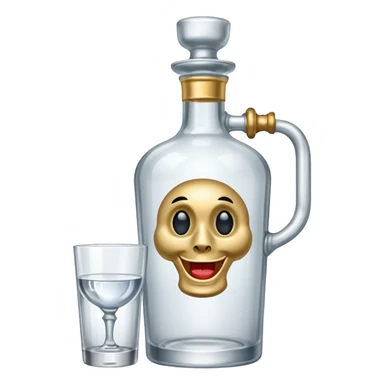 A bottle of vodka emoji in the style of Apple emoji with a handle, a window, and a knocker. sticker