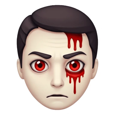 tired killer, bloody eyes. 😡🫩😈 combo i want it more like regular emoji. and make it more evil sticker