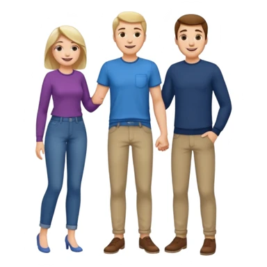 A woman smiling happily and put her hand on the middle of a man's pant and the man moan sticker